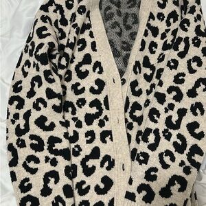 J. Jill Black and Cream Leopard Cardigan